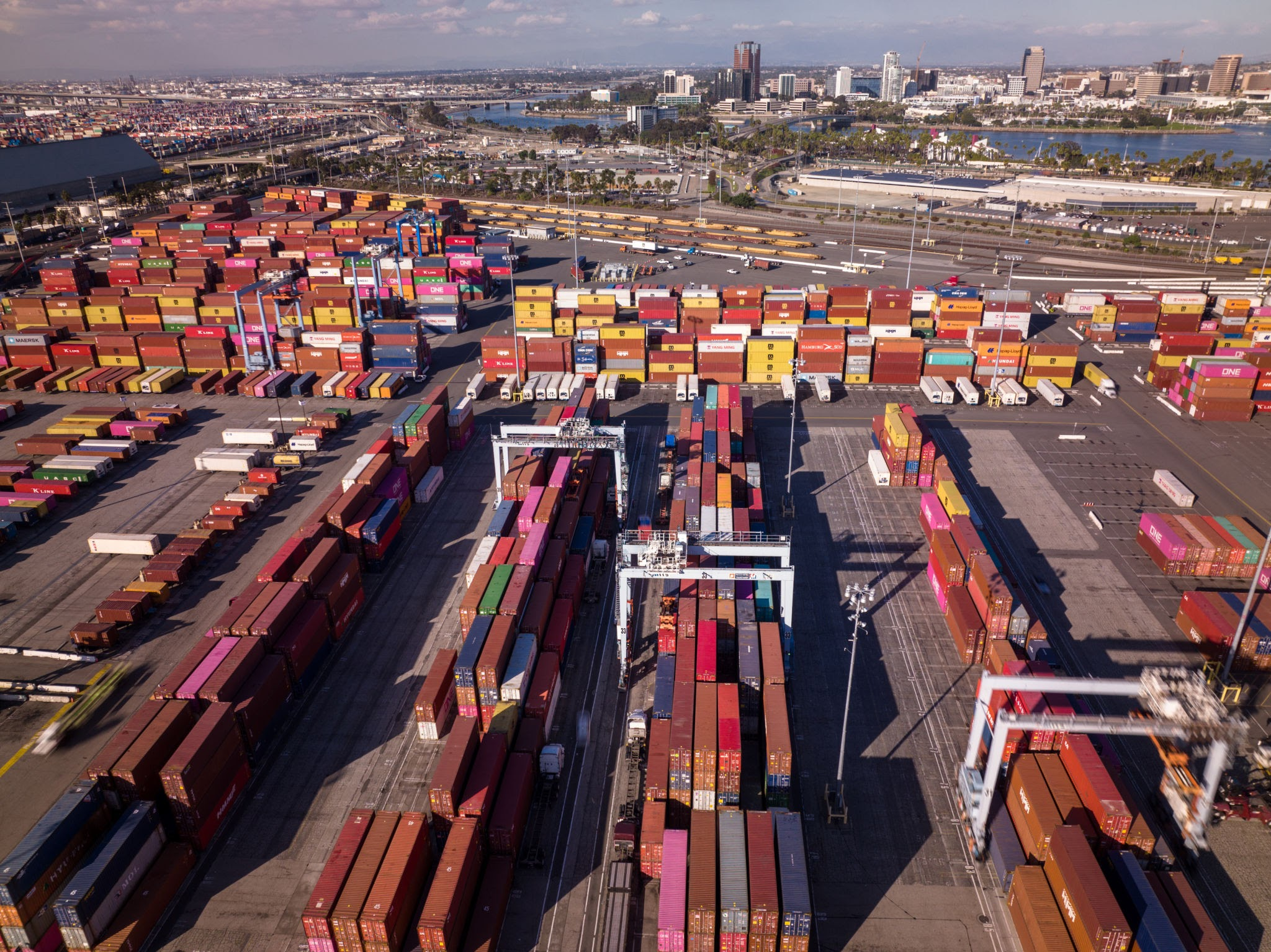 Container yard aerial view