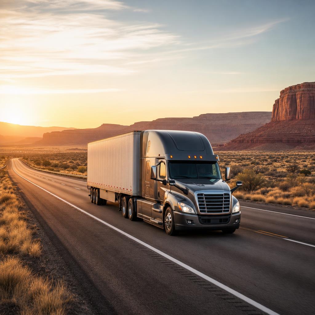 Commercial truck on a regional freight route serving South Dakota