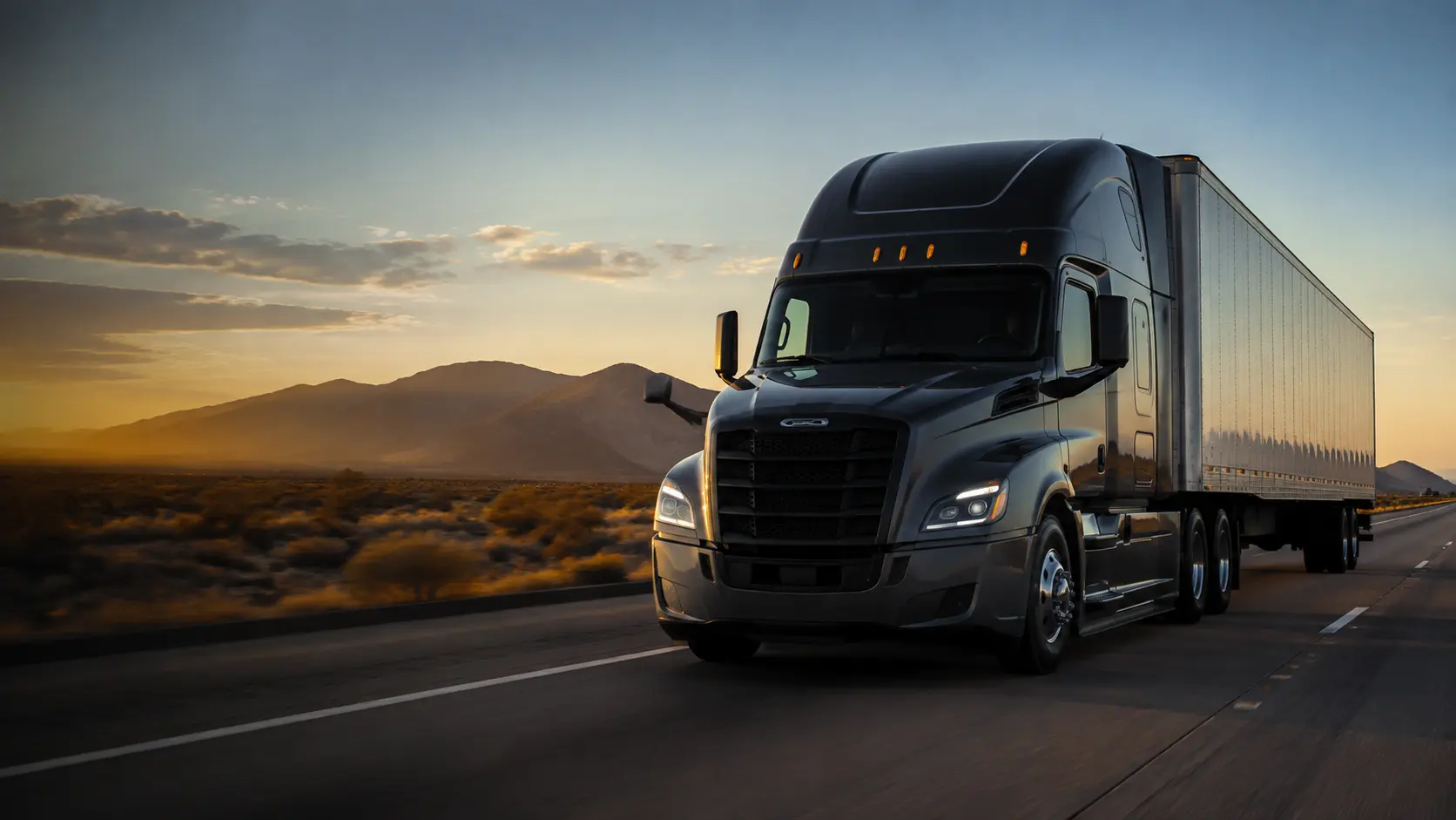 Commercial semi truck traveling on an interstate